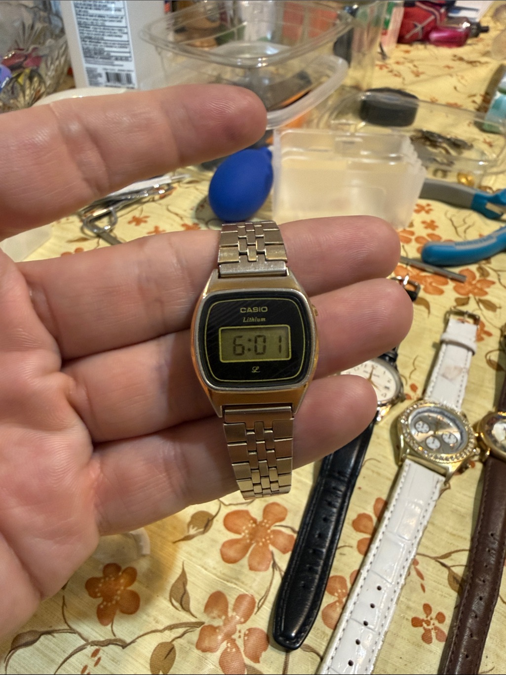 Casio GoldTone Digital Watch With Black Display Casio GoldTone Digital Watch With Black Display